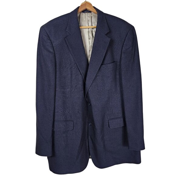 Brooks Brothers Blazer Silk Linen Wool Blend 2 Button Navy Blue Men Size 44L - Picture 1 of 14